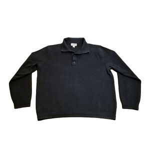 Wallace & Barnes Polo Sweater Men's Size L Black Golf Shirt Smart Casual J. Crew